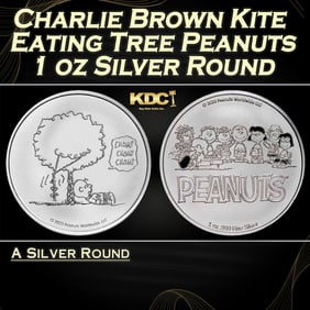 Charlie Brown Kite Eating Tree Peanuts Style - 1 oz Silver Round Round