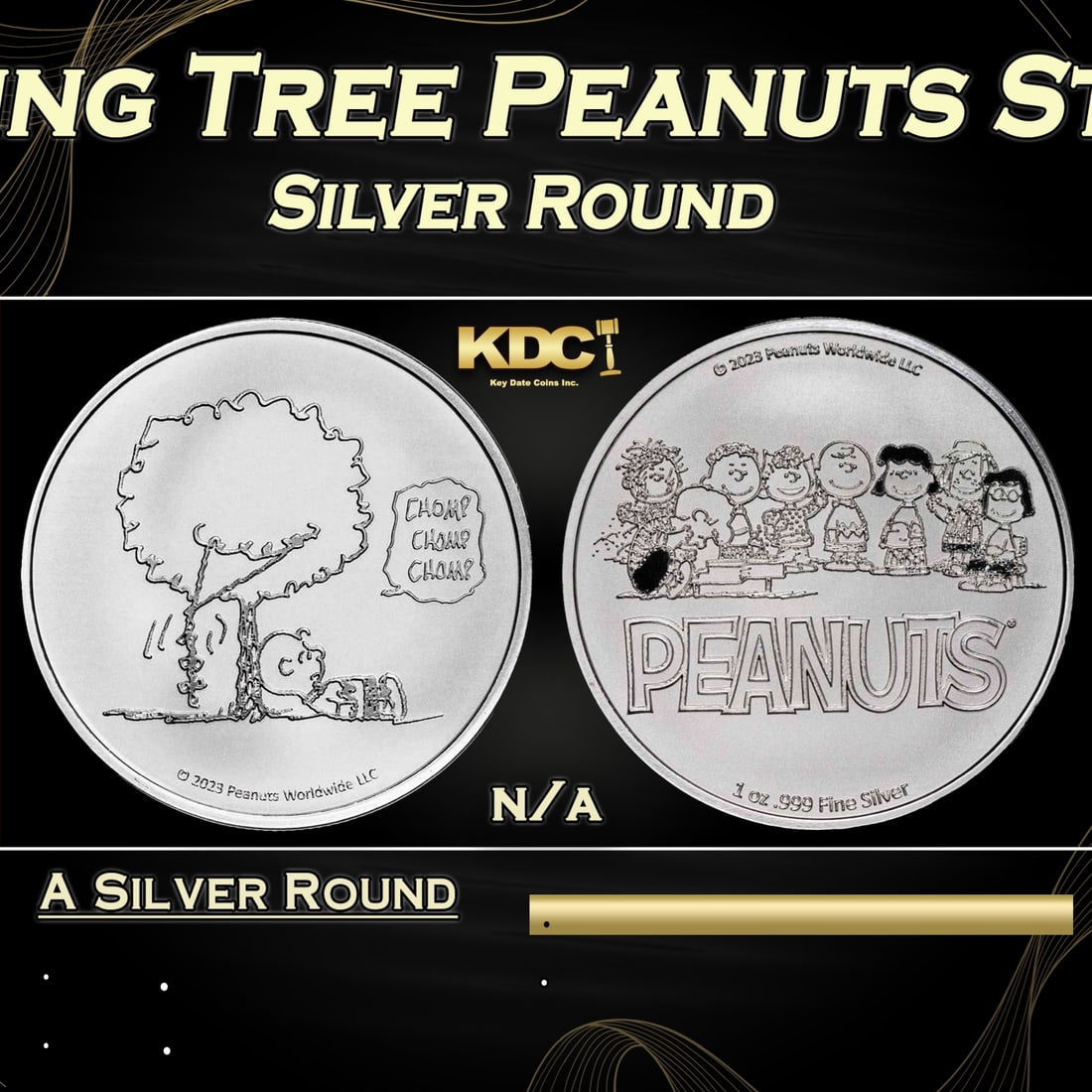 Charlie Brown Kite Eating Tree Peanuts Style - 1 oz Silver Round Round (1 of 3)