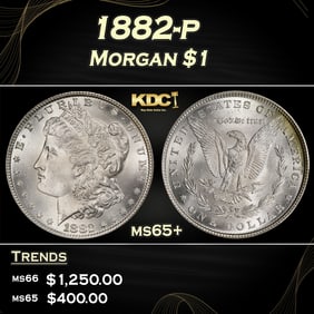 1882-p Morgan Dollar $1 Grades ms65+