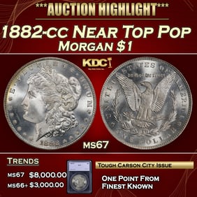 1882-cc Morgan Dollar Near Top Pop $1 ms67 SEGS