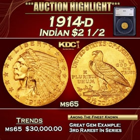 1914-d Gold Indian Quarter Eagle $2 1/2 ms65 SEGS