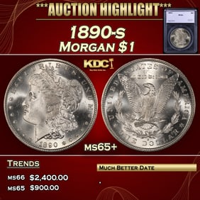 1890-s Morgan Dollar $1 ms65+ SEGS