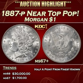 1887-p Morgan Dollar Near Top Pop! $1 ms67+ SEGS
