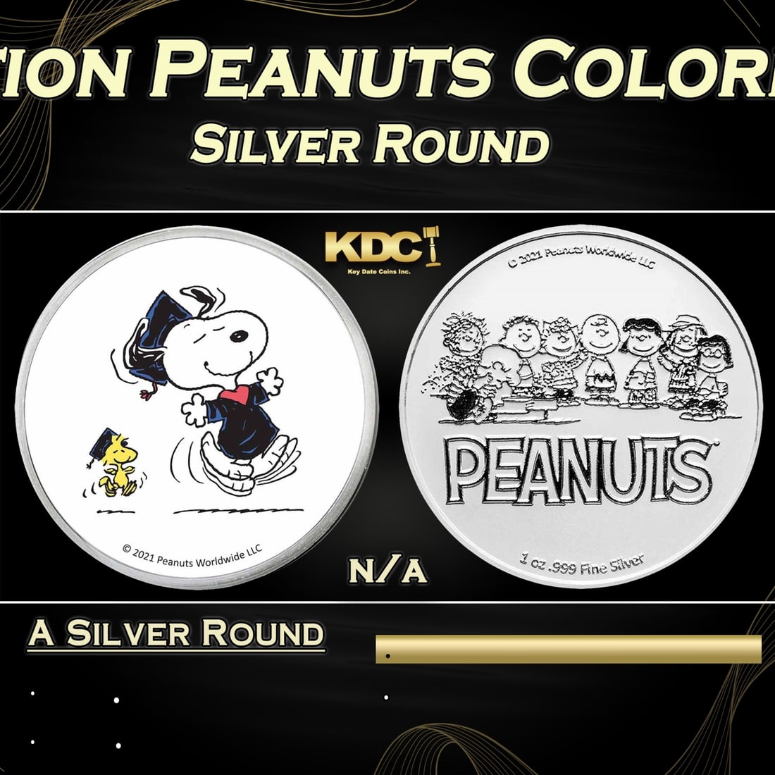 Snoopy & Woodstock Graduation Peanuts Colorized Style - 1 oz Silver Round Round (1 of 3)