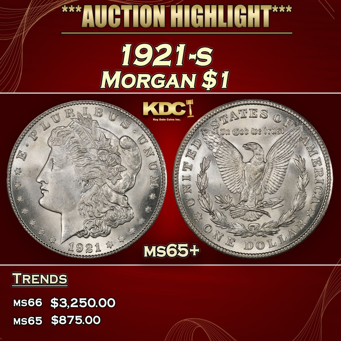 1921-s Morgan Dollar $1 ms65+ SEGS (1 of 5)