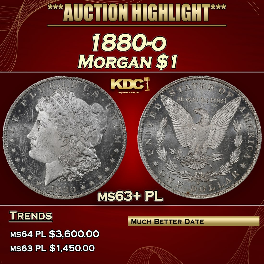 1880-o Morgan Dollar $1 ms63+ PL SEGS (1 of 5)
