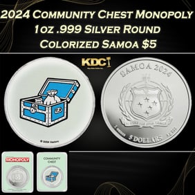 2024 Community Chest Monopoly 1oz .999 Silver Round Colorized Samoa Round