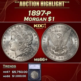 1897-p Morgan Dollar $1 ms66+ SEGS