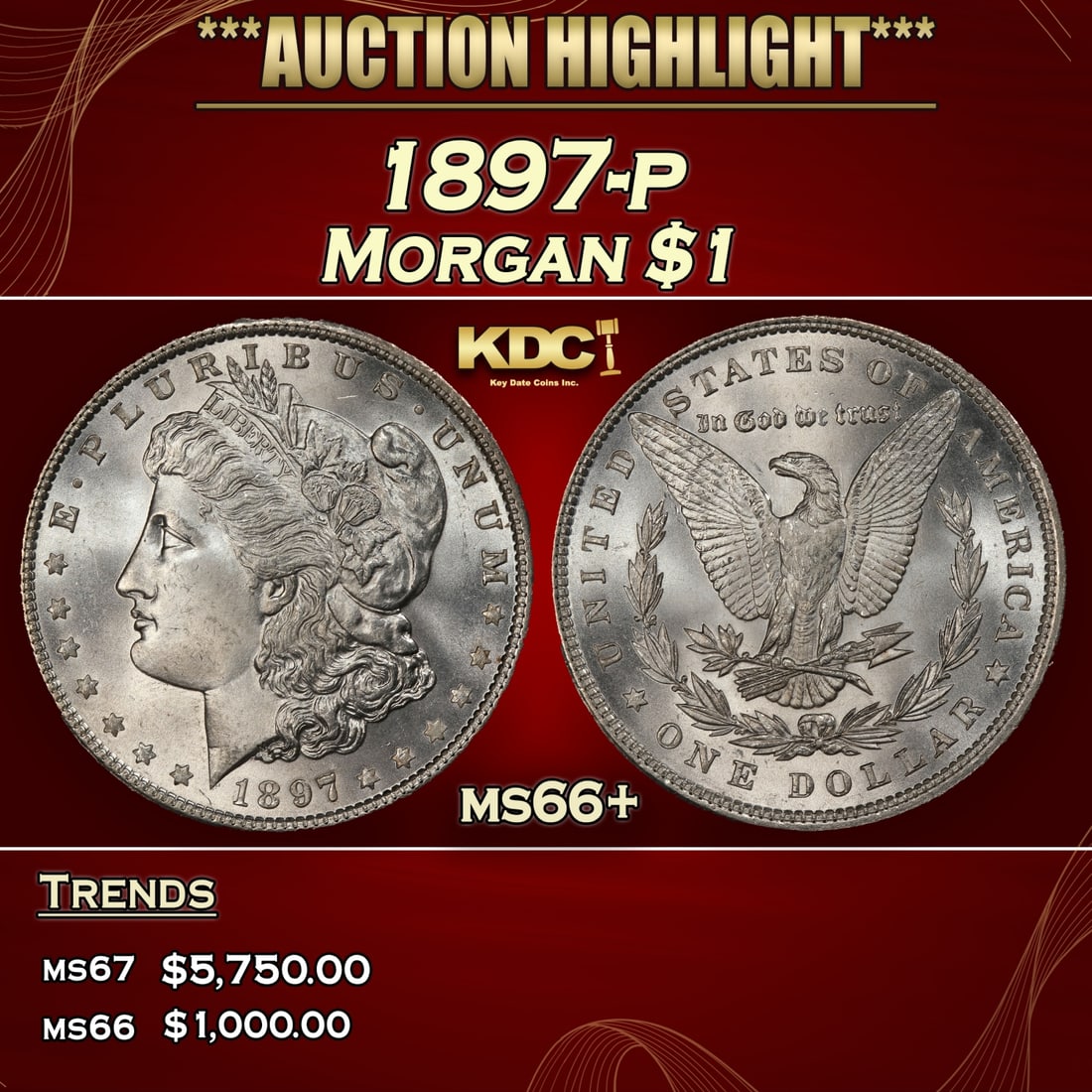 1897-p Morgan Dollar $1 ms66+ SEGS (1 of 5)
