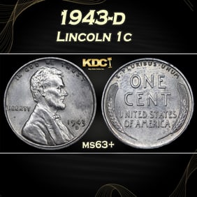 1943-d Lincoln Cent 1c Grades ms63+