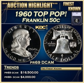 1960 Proof Franklin Half Dollar TOP POP! 50c pr69 DCAM SEGS
