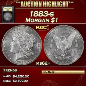 1883-s Morgan Dollar $1 ms62+ USCG