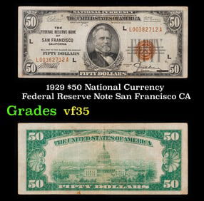 1929 $50 Green Seal Federal Reserve Note Grades vf++ Francisco