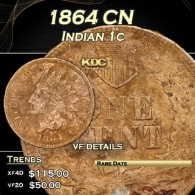 1864 CN Indian Cent 1c Grades vf30