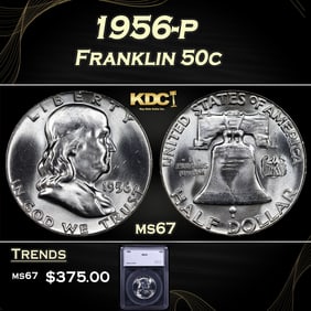 1956-p Franklin Half Dollar 50c ms67 SEGS
