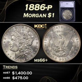 1886-p Morgan Dollar $1 ms66+ SEGS