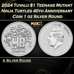 2024 Tuvalu $1 Teenage Mutant Ninja Turtles 40th Anniversary Coin - 1 oz Silver Round Round