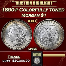1890-p Morgan Dollar Colorfully Toned 1 ms66 USCG