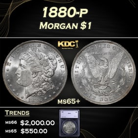 1880-p Morgan Dollar $1 ms65+ SEGS