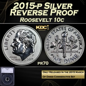 2015-p Proof Roosevelt Dime Silver Reverse Proof 10c pr70 SEGS