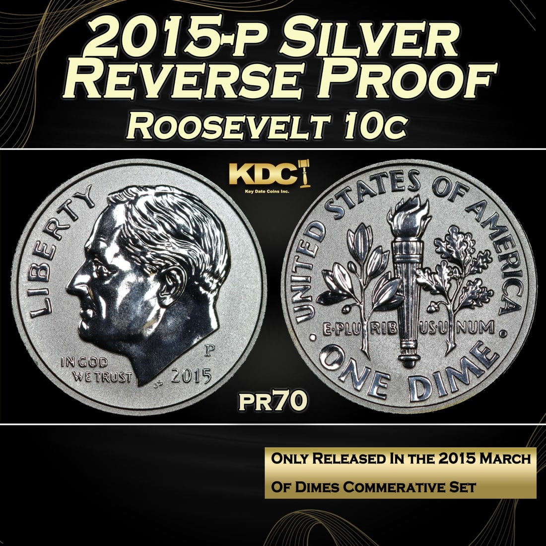 2015-p Proof Roosevelt Dime Silver Reverse Proof 10c pr70 SEGS (1 of 5)