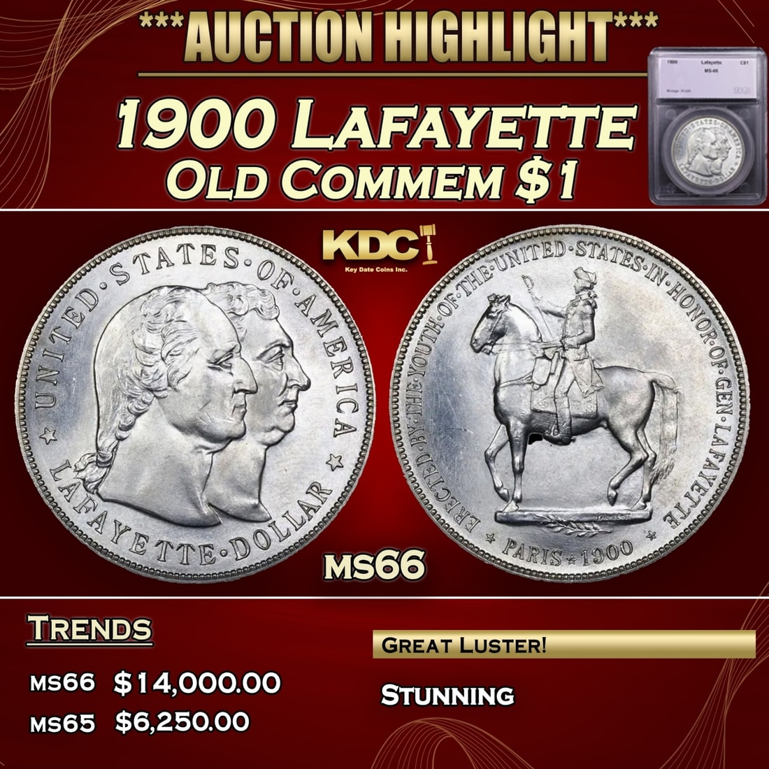 1900 Lafayette Lafayette Dollar 1 ms66 SEGS (1 of 4)