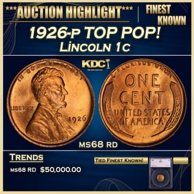 1926-p Lincoln Cent TOP POP! 1c ms68 rd SEGS