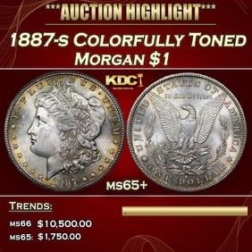 1887-s Colorfully Toned Morgan Dollar 1 ms65+ SEGS