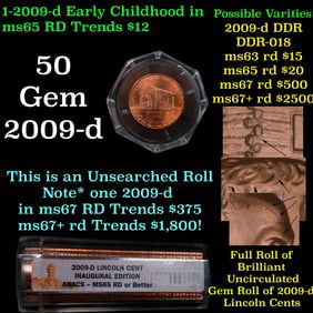BU Roll 2009-d Lincoln Inaugural Cent 50 Pcs ANACS MS65 RD or Better!