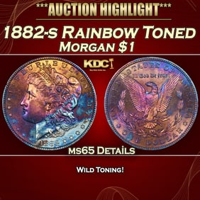 1882-s Morgan Dollar Rainbow Toned $1 ms65 Details SEGS