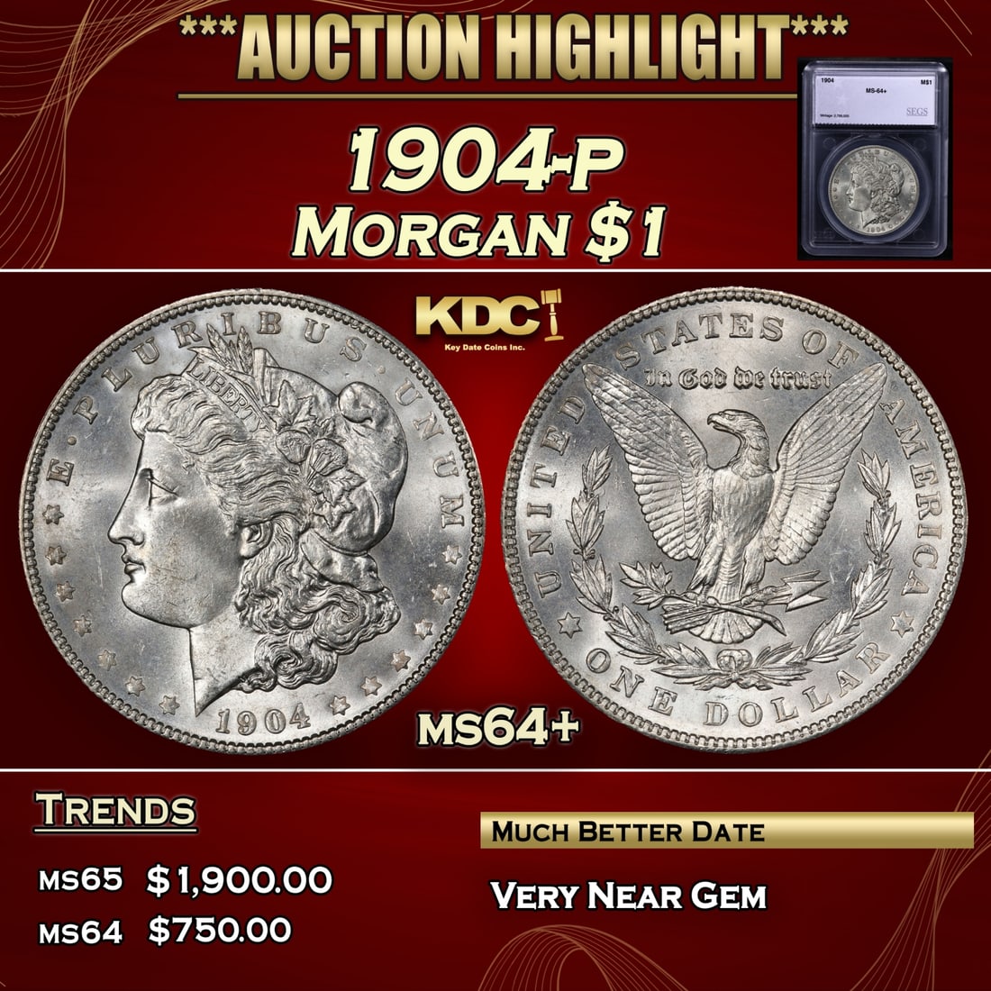 1904-p Morgan Dollar $1 ms64+ SEGS (1 of 5)