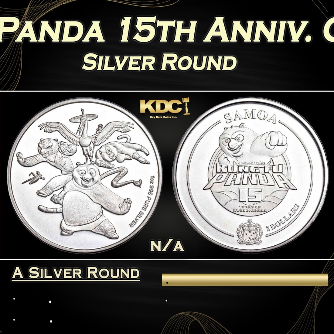 2023 Samoa $2 Kung Fu Panda 15th Anniv. Coin - 1 oz Silver Round Round (1 of 3)