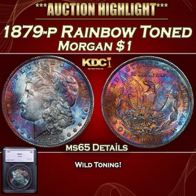 1879-p Morgan Dollar Rainbow Toned $1 ms65 Details SEGS