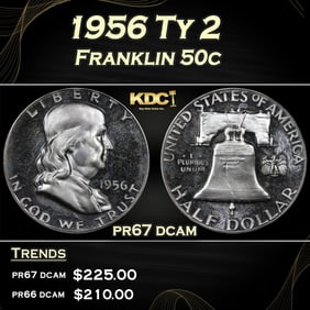 1956 Ty 2 Proof Franklin Half Dollar 50c Grades pr67 dcam