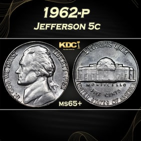 1962-p Jefferson Nickel 5c Grades ms65+
