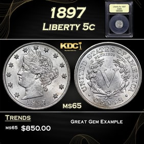 ***Auction Highlight*** 1897 Liberty Nickel 5c Graded ms65 USCG (fc)