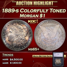 1889-s Morgan Dollar Colorfuly Toned 1 ms65+ SEGS