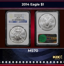 NGC 2014 Silver Eagle Dollar Early Releases $1 ms70 NGC