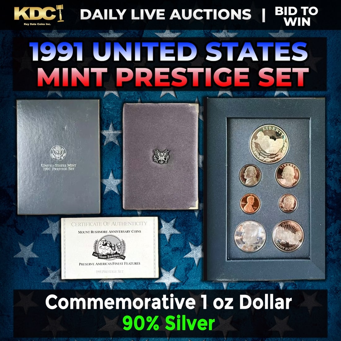 1991 United States Mint Prestige Proof Set 6 Coins W/ Box & COA (1 of 1)