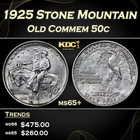 1925 Stone Mountain Old Commem Half Dollar 50c Grades ms65+