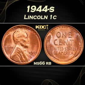 1944-s Lincoln Cent 1c Grades ms66 rb