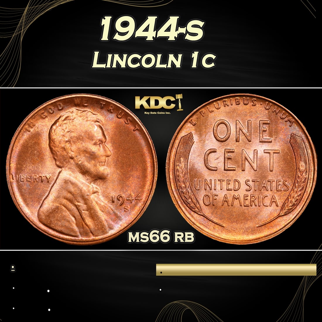 1944-s Lincoln Cent 1c Grades ms66 rb (1 of 3)