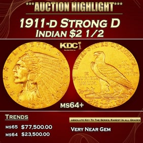 1911-d Strong D Gold Indian Quarter Eagle $2 1/2 ms64+ SEGS