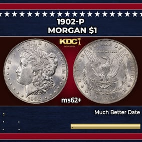 1902-p Morgan Dollar $1 Grades ms62+