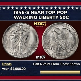 1946-s Walking Liberty Half Dollar Near Top Pop 50c ms67 SEGS