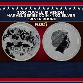 2020 Tuvalu $1 Venom Marvel Series Coin - 1 oz Silver Round Round