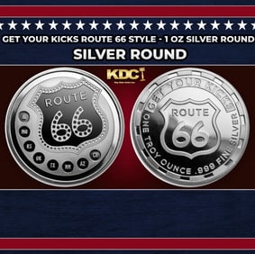 Get Your Kicks Route 66 Style - 1 oz Silver Round Round