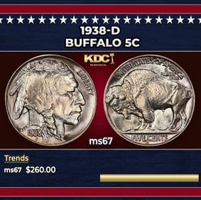 1938-d Buffalo Nickel 5c ms67 SEGS