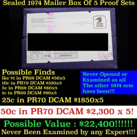 Original sealed box 5- 1974 United States Mint Proof Sets