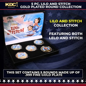 5 Coin Lilo and Stitch Gold Plated Round Collection A